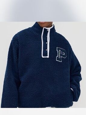 Parker Navy Sherpa Popover Pullover Hoodie